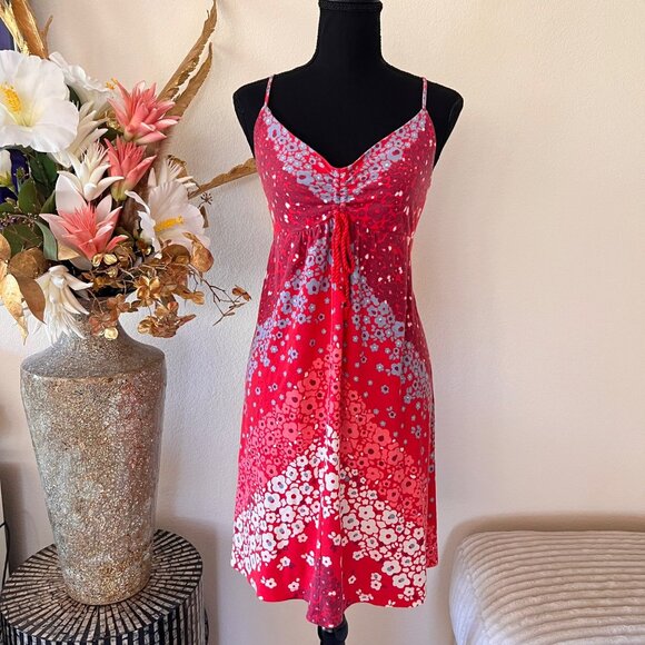 American Eagle Outfitters Dresses & Skirts - Y2K American Eagle Outfitters Blue & Red Retro Babydoll Midi Dress M